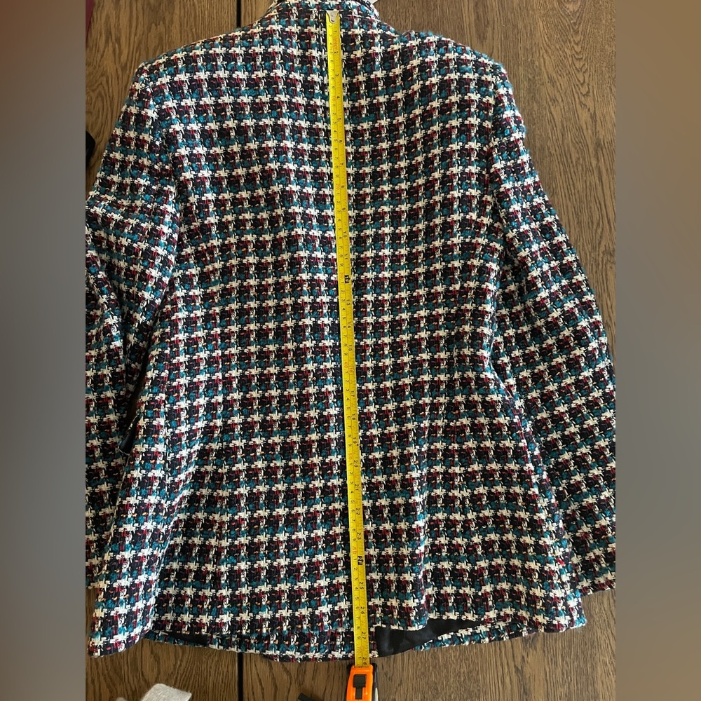 NWT ZARA TEXTURED DOUBLE BREASTED BLAZER TWEED CHECK PLAID JACKET PEARL BUTTON - Picture 4 of 9